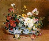 Eugene Henri Cauchois Still Life of Dahlias painting